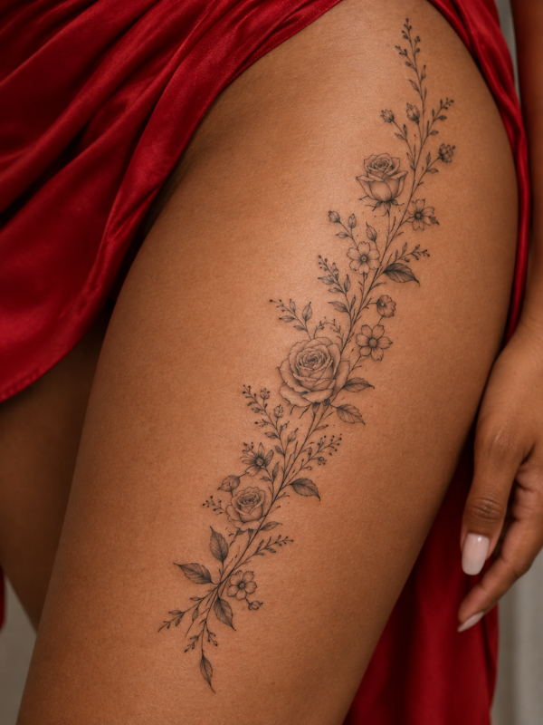 Floral-Thigh-Tattoo