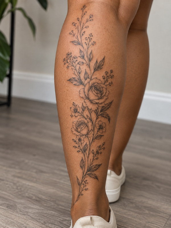 Floral-Calf-Tattoo
