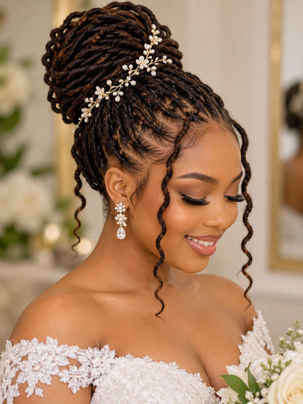 Locs-High-Bun-Wedding-Hairstyle