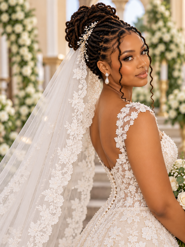 Locs-With-a-Lace-Wedding-Veil