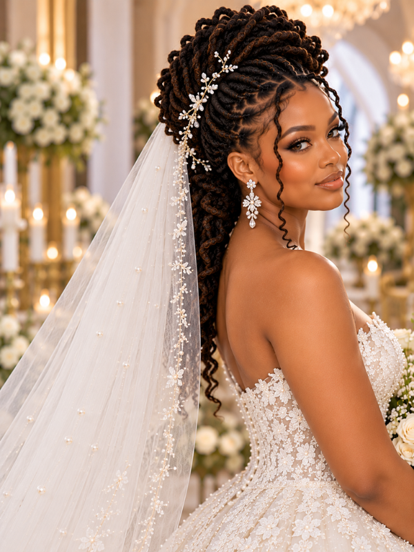 Mohawk-Inspired-Veil-Locs-Wedding-Hairstyle