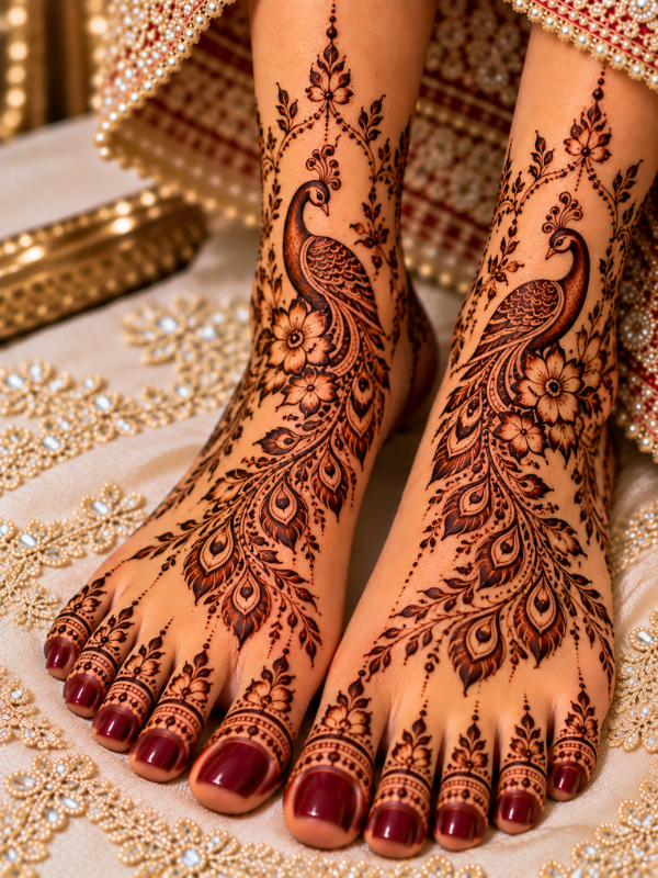 Peacock-Bridal-Feet-Henna