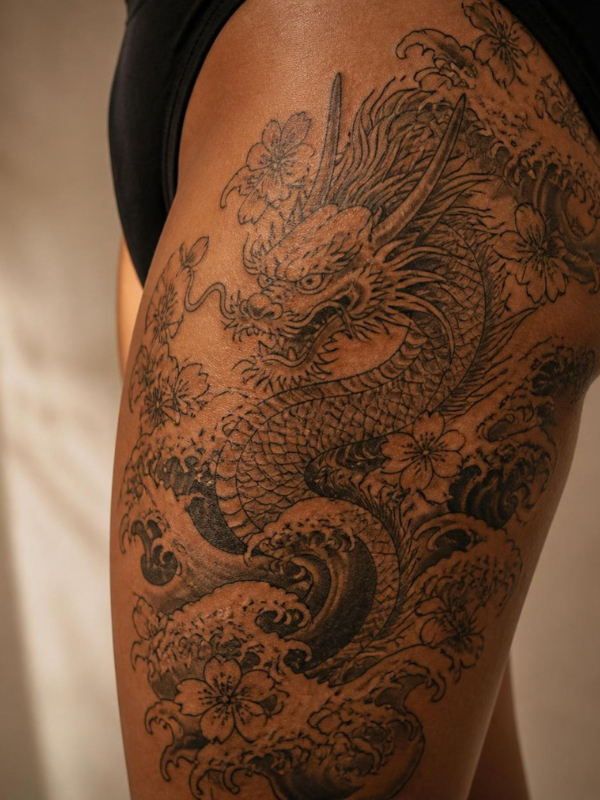 Japanese-Inspired-Thigh-Tattoo