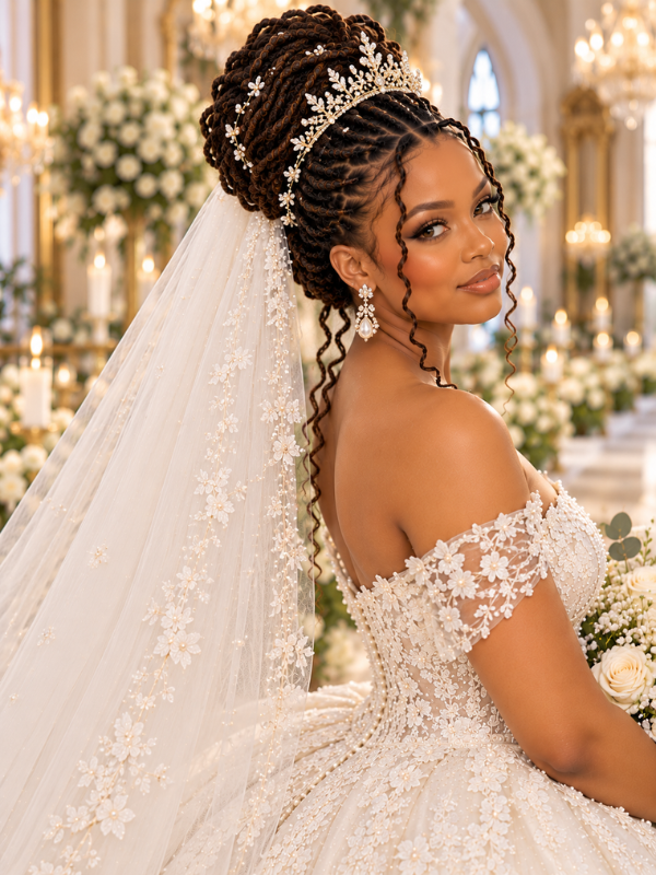 Regal-Veil-Locs-Wedding-Hairstyle