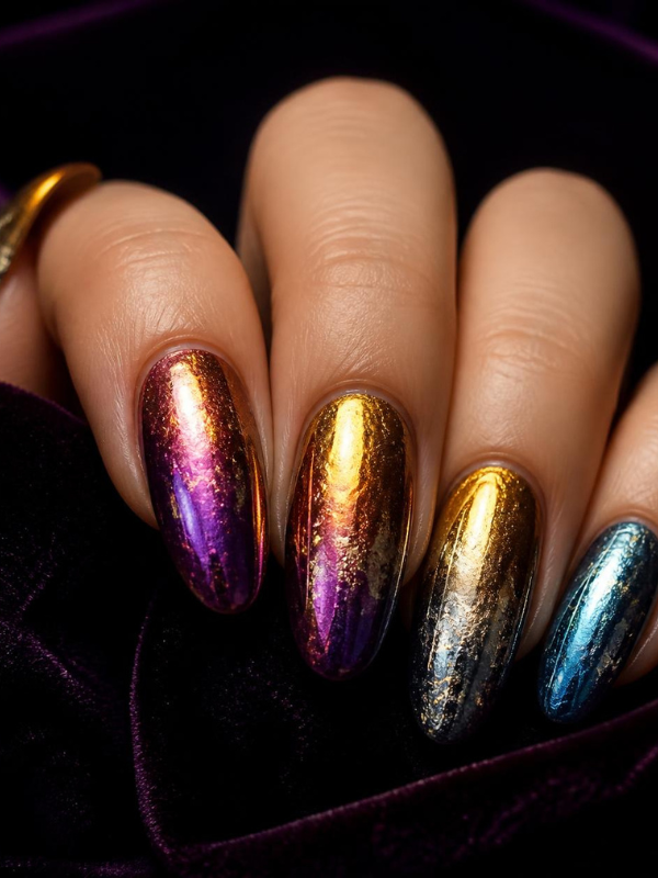Metallic-Accent-Nails