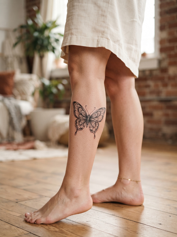 Butterfly-Calf-Tattoo