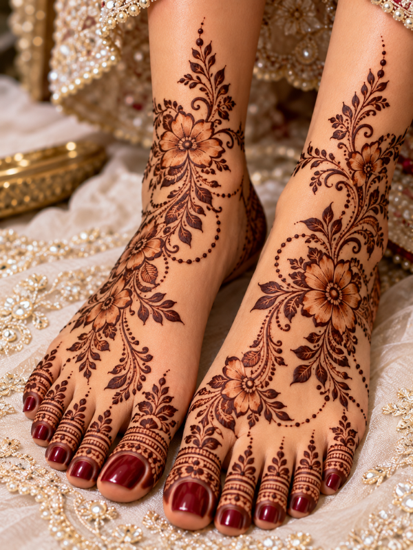 Floral-Bridal-Feet-Henna