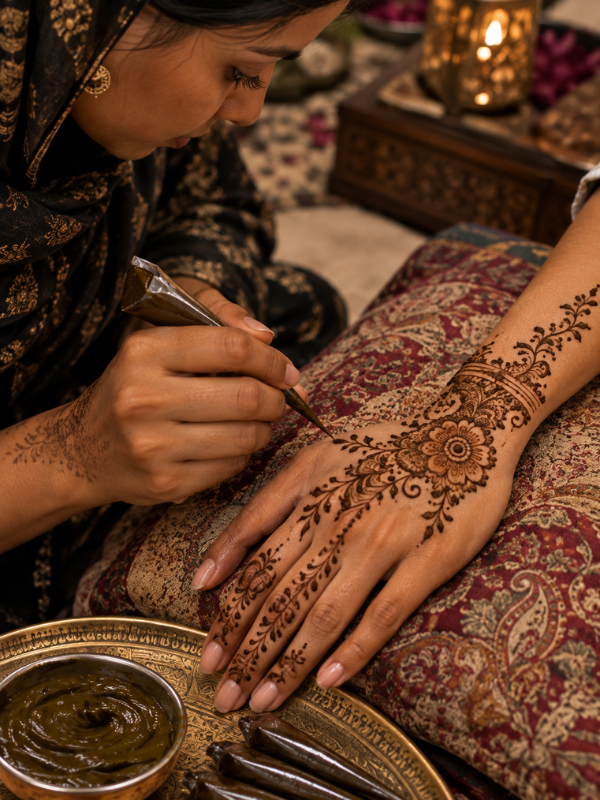 Applying-henna-with-a-cone