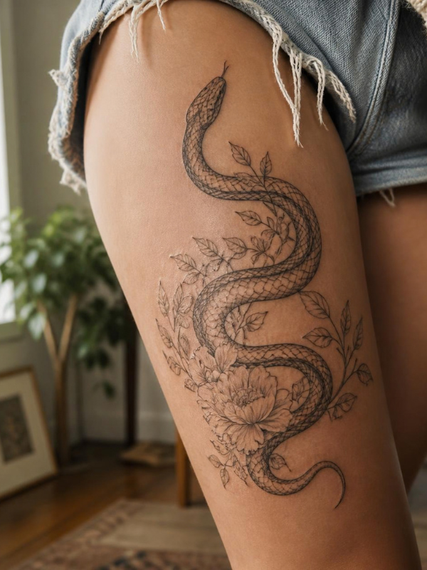 Snake-Thigh-Tattoo