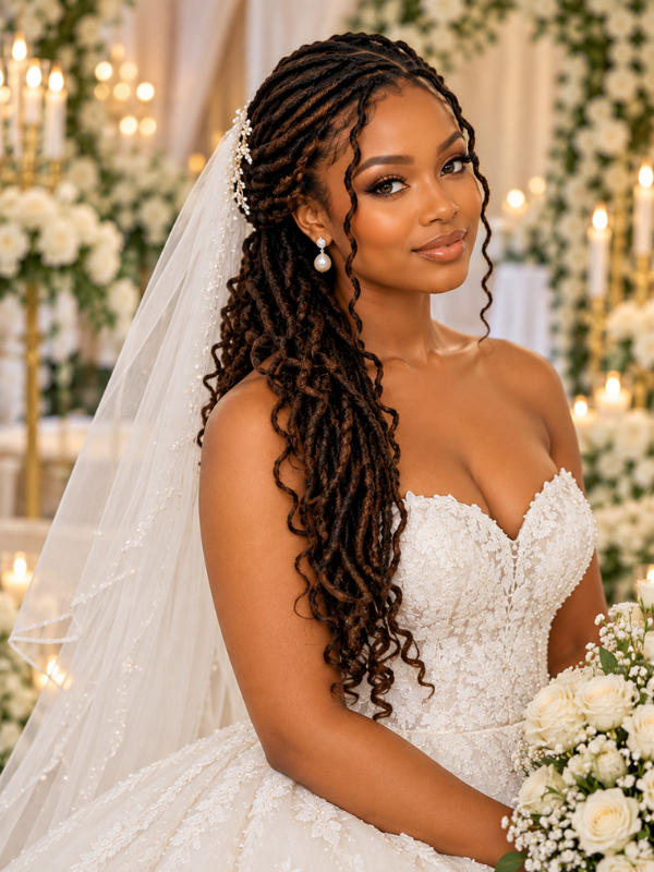 Side-Swept-Veil-Locs-Wedding-Hairstyle
