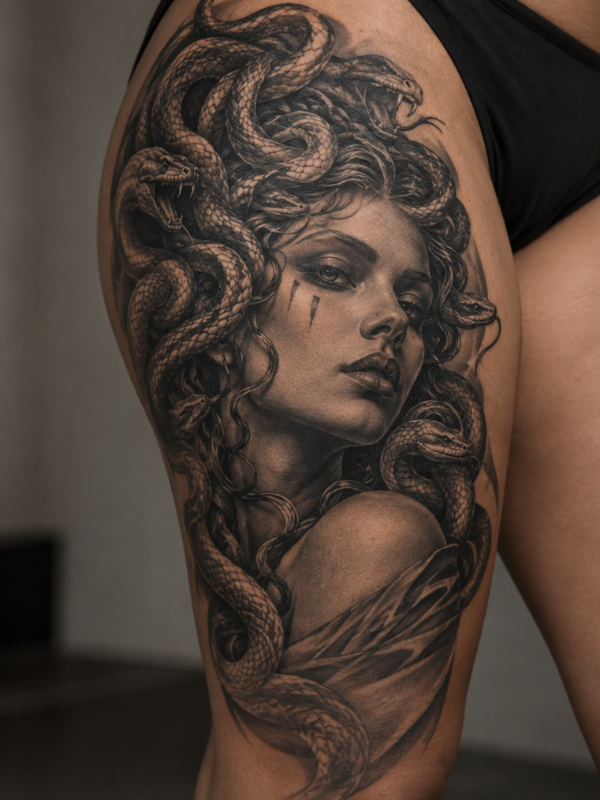 Medusa-Thigh-Tattoo