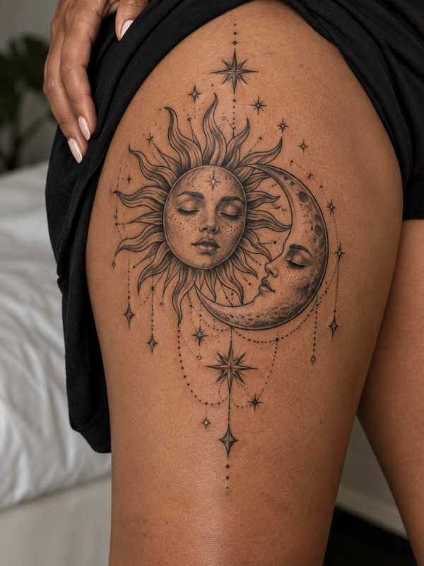 Sun-and-Moon-Thigh-Tattoo