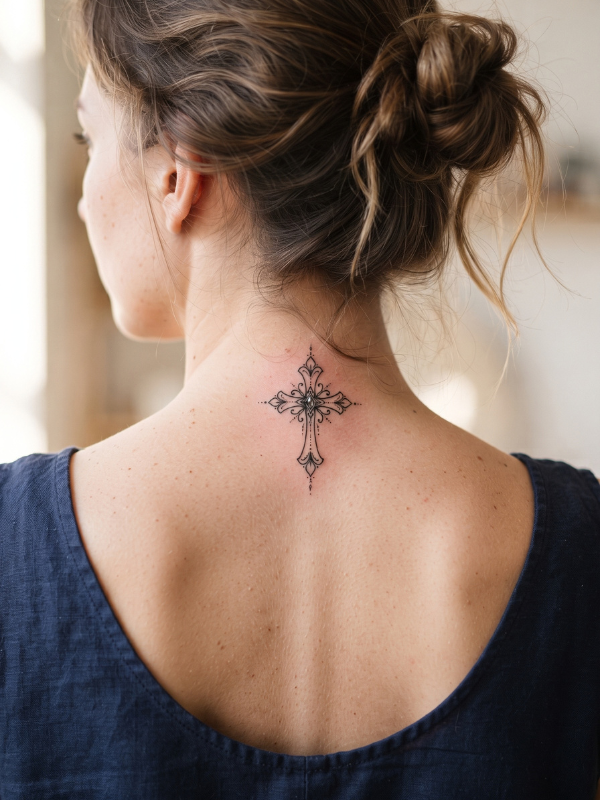 Cross-Neck-Tattoo