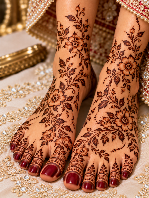 Floral-Vine-Feet-Henna