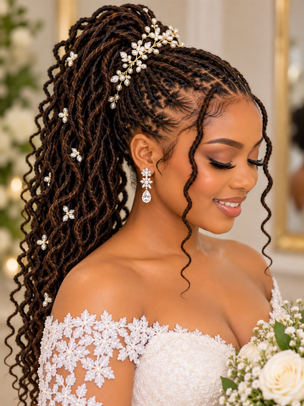 Locs-Ponytail-With-Bridal-Accessories