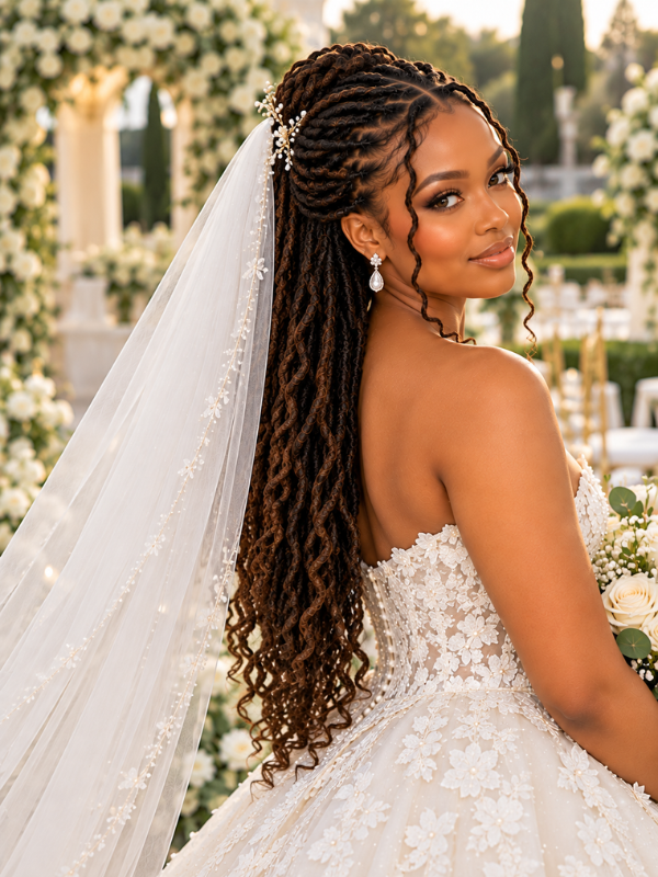 Half-Up-Veil-Locs-Wedding-Hairstyle