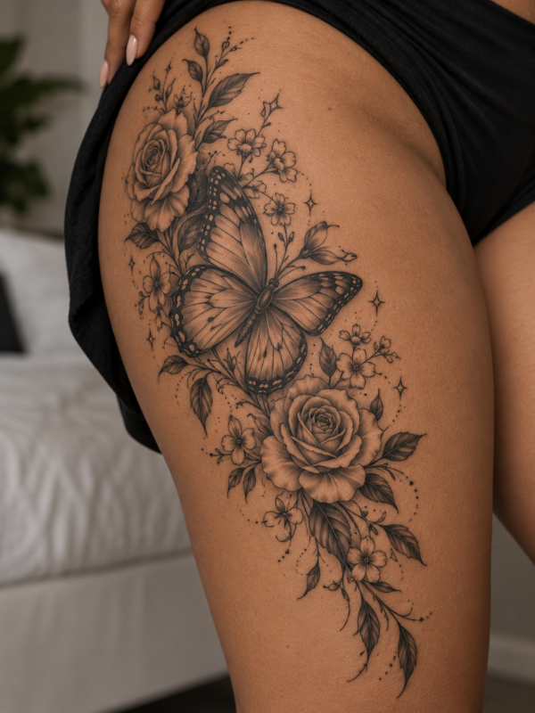 Butterfly-and-Flower-Tattoo