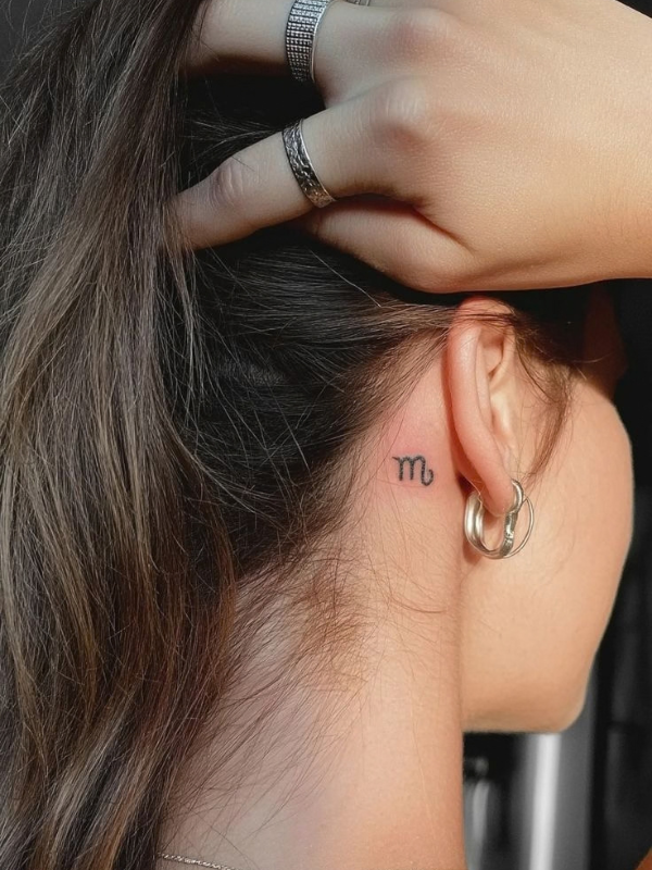 Initial-behind-ear-Tattoo